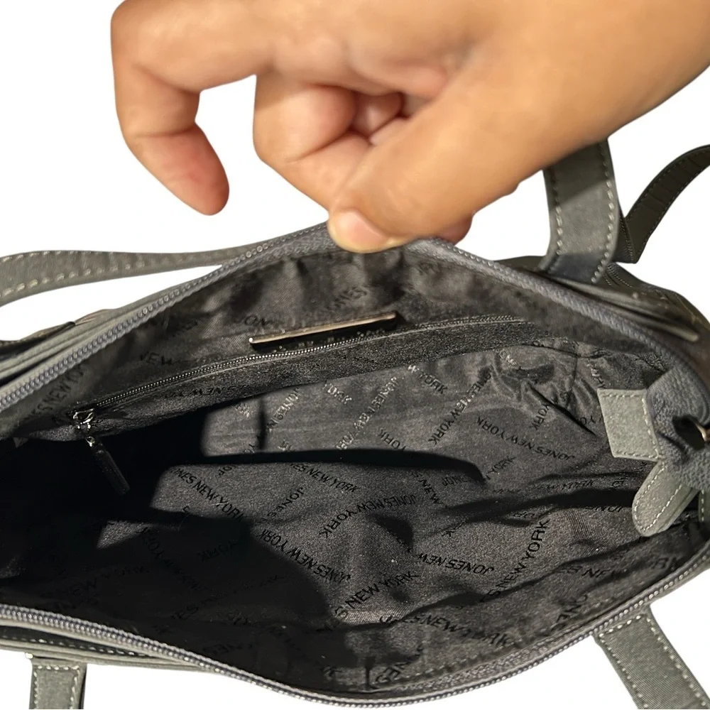 Charcoal Gray Canvas Jones New York Shoulder/Crossbody Bag, NWOT